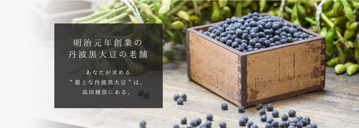 明治元年創業の丹波黒大豆の老舗　あなたが求める“最上な丹波黒大豆”は、高田種苗にある。